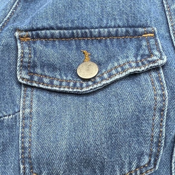 Nasty Gal Button Front Long Sleeve Denim Dress UK 10 US 6 Small Blue Western - Picture 5 of 8